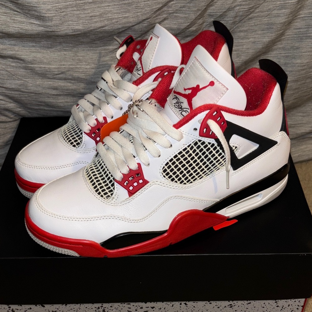 White and Red Athletic Sneakers